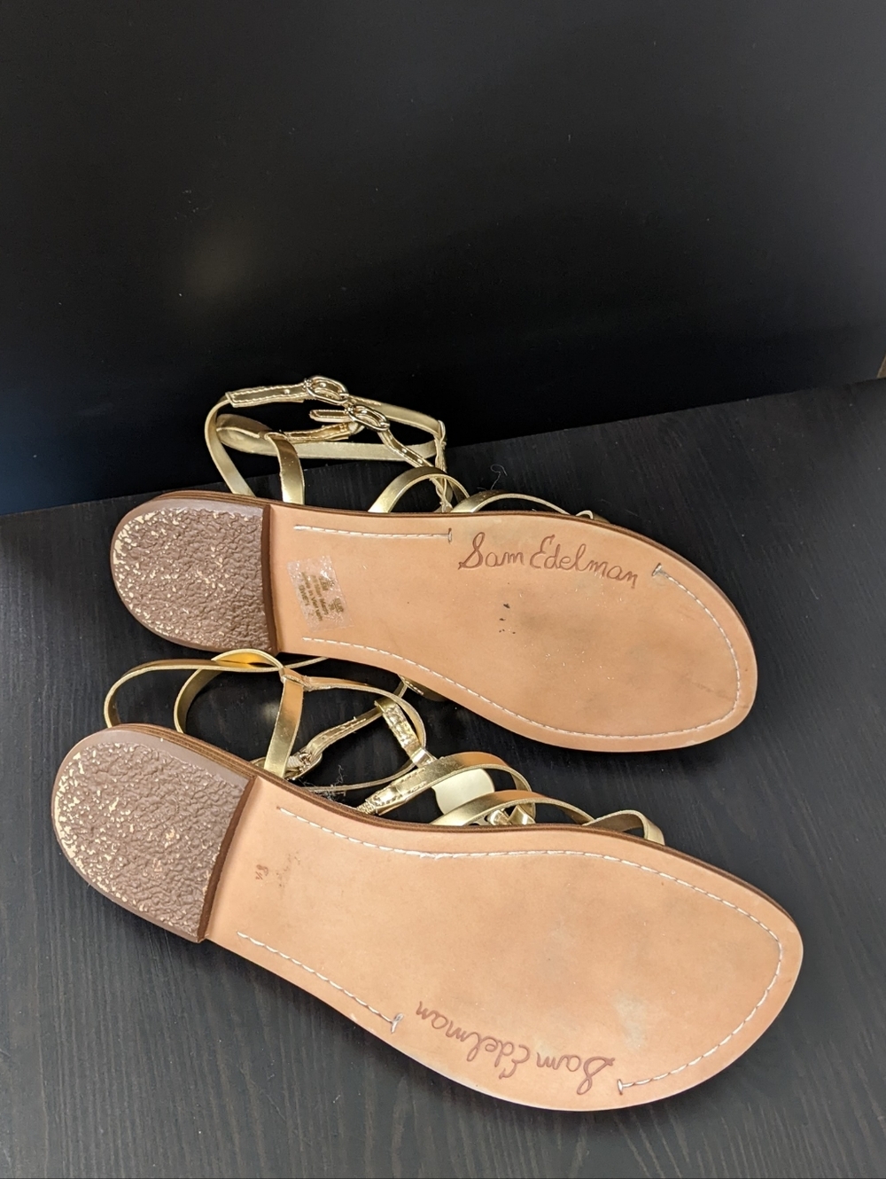 Sam Edelman Gwen Gold Strappy Gladiator Sandals - Picture 9 of 10